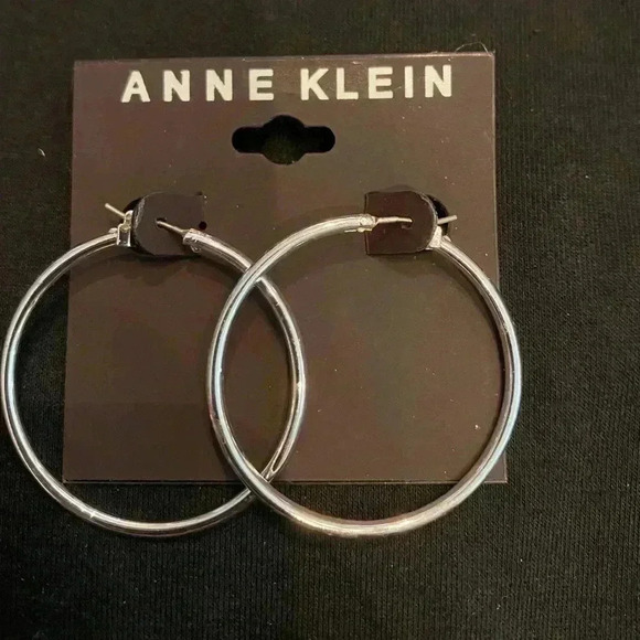 Anne Klein Silver-tone Hoop Earrings - Picture 1 of 1